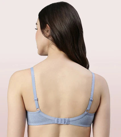 Litmee -Side Support Shaper Stretch Cotton Everyday Bra For Women- High Coverage, Non Padded And Wirefree - Chambray Melange  Litmee -Side Support Shaper Stretch Cotton Everyday Bra For Women- High Coverage, Non Padded And Wirefree - Chambray Melange
