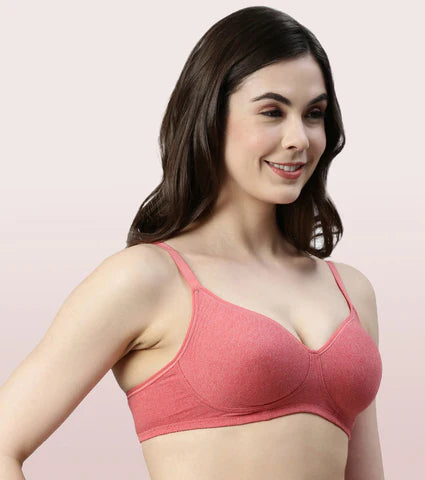 Litmee Fab-Cool  Side Support Shaper Stretch Cotton  Bra For Women- High Coverage, Non Padded And Wirefree - Tomato Melange  Litmee Fab-Cool  Side Support Shaper Stretch Cotton  Bra For Women- High Coverage, Non Padded And Wirefree - Tomato Melange