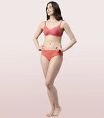 Litmee Fab-Cool  Side Support Shaper Stretch Cotton  Bra For Women- High Coverage, Non Padded And Wirefree - Tomato Melange  Litmee Fab-Cool  Side Support Shaper Stretch Cotton  Bra For Women- High Coverage, Non Padded And Wirefree - Tomato Melange