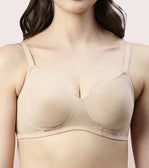 Side Support Shaper Stretch Cotton  Bra For Women- High Coverage, Non Padded And Wirefree - Pale Skin  Side Support Shaper Stretch Cotton  Bra For Women- High Coverage, Non Padded And Wirefree - Pale Skin