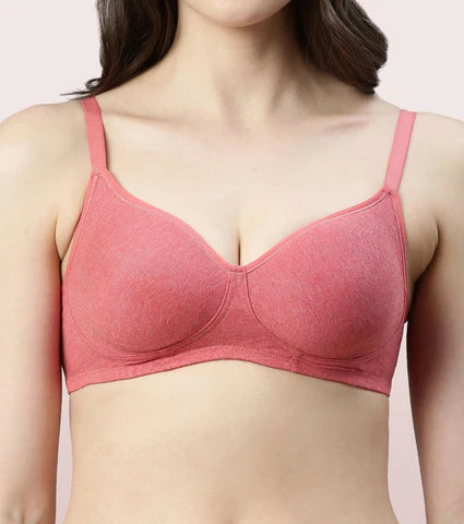 Litmee Fab-Cool  Side Support Shaper Stretch Cotton  Bra For Women- High Coverage, Non Padded And Wirefree - Tomato Melange  Litmee Fab-Cool  Side Support Shaper Stretch Cotton  Bra For Women- High Coverage, Non Padded And Wirefree - Tomato Melange