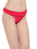 Women's Red Low Waist Thong with Frilled Lace  Women's Red Low Waist Thong with Frilled Lace