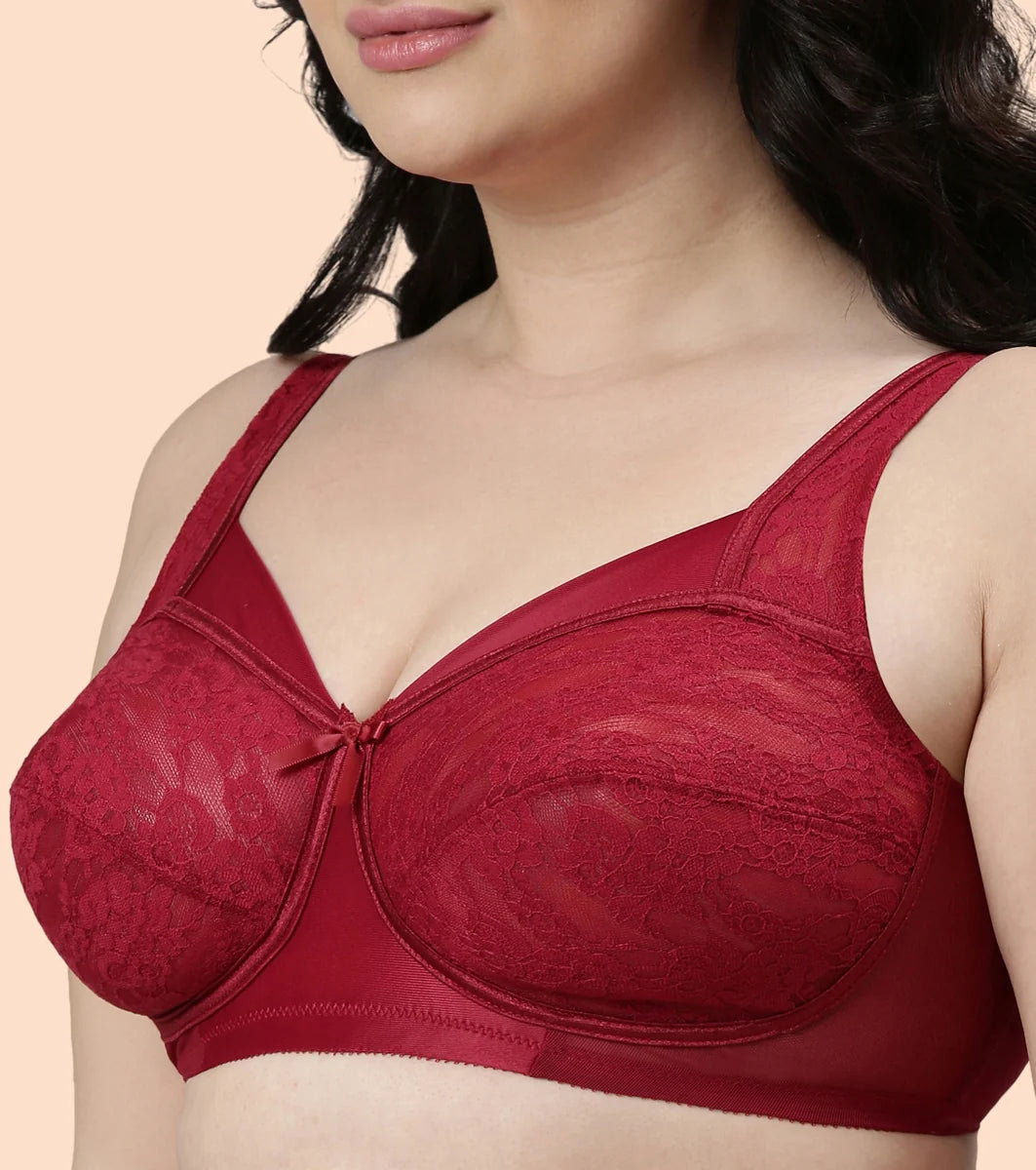 Full Support Classic Lace Lift Bra For Women - Non-Padded, Non-Wired, High Coverage Bra  Full Support Classic Lace Lift Bra For Women - Non-Padded, Non-Wired, High Coverage Bra