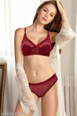 Bra & Panty Set Self Design Red Lingerie (lit-141)  Bra & Panty Set Self Design Red Lingerie (lit-141)