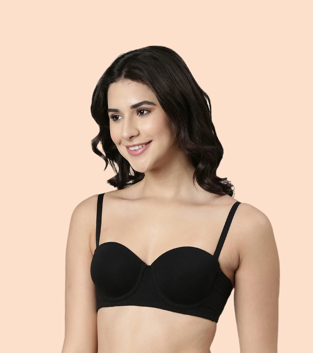 High Coverage Cotton Strapless Bra For No Spill Coverage