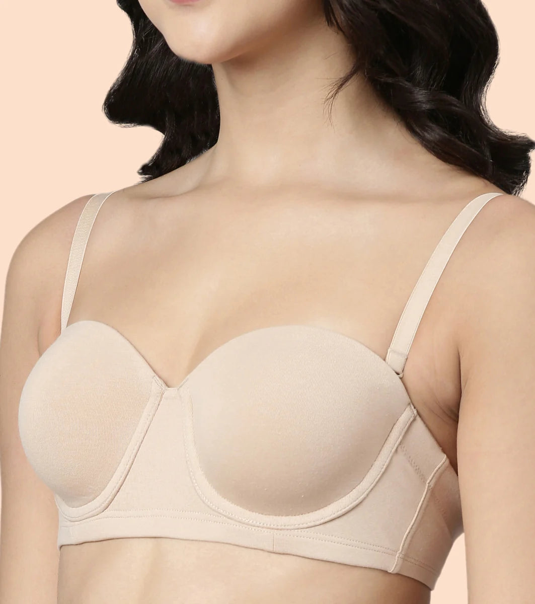 High Coverage Cotton Strapless Bra For No Spill Coverage