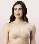 Side Support Shaper Stretch Cotton Everyday Bra For Women- High Coverage, Non Padded And Wirefree - Pale Skin