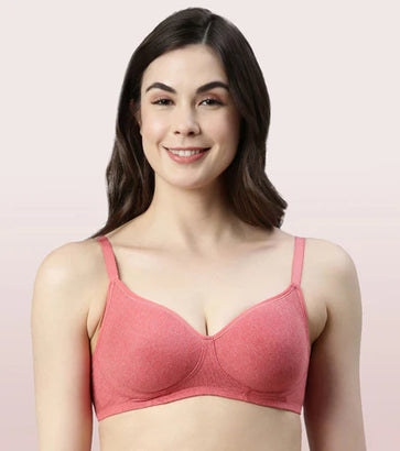 Litmee Fab-Cool  Side Support Shaper Stretch Cotton Everyday Bra For Women- High Coverage, Non Padded And Wirefree - Tomato Melange