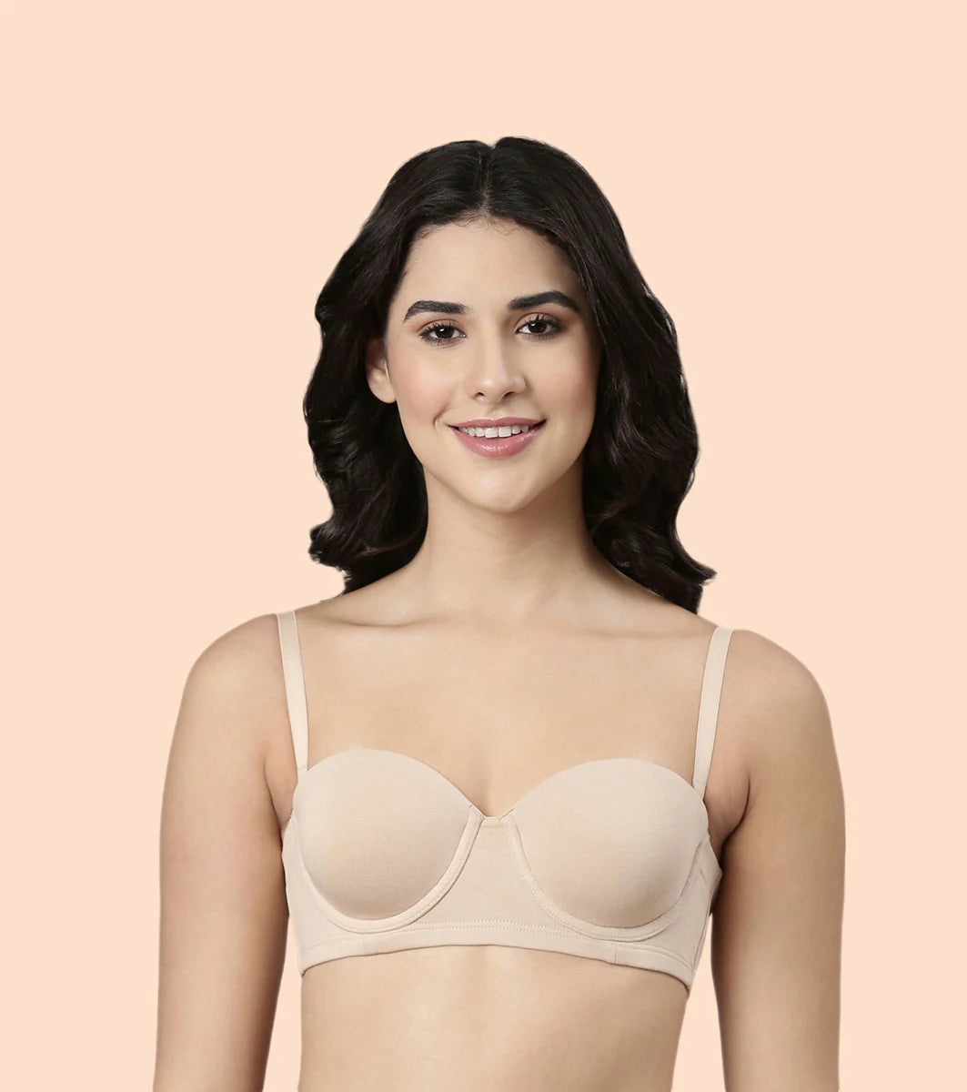 High Coverage Cotton Strapless Bra For No Spill Coverage