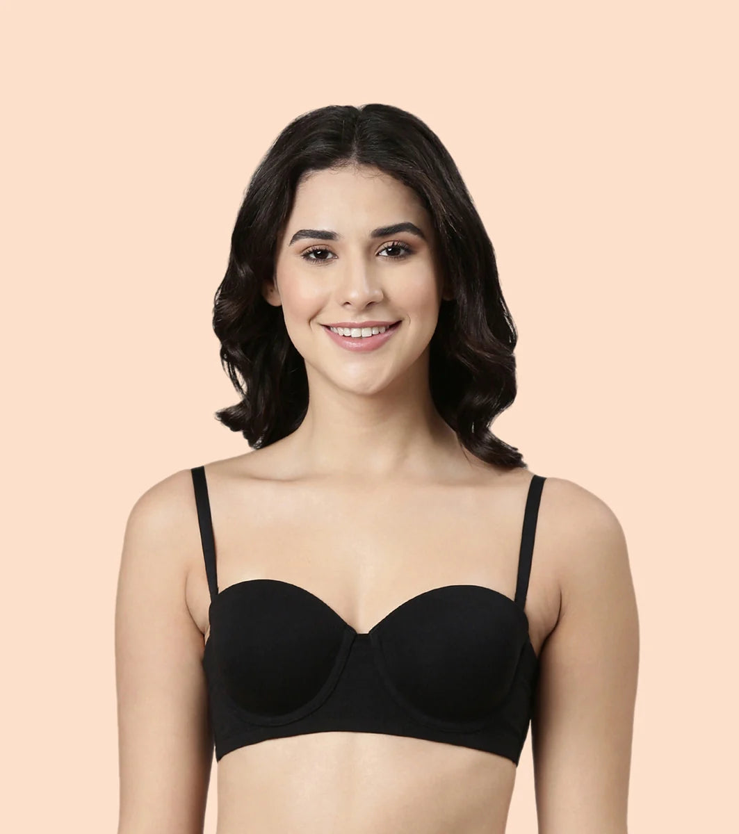 High Coverage Cotton Strapless Bra For No Spill Coverage