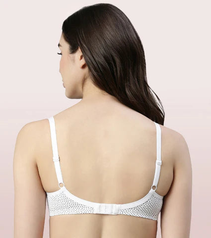 Side Support Shaper Stretch Cotton  Bra For Women- High Coverage, Non Padded And Wirefree - Ditsy Dots Print