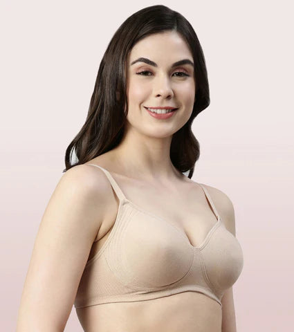 Side Support Shaper Stretch Cotton Everyday Bra For Women- High Coverage, Non Padded And Wirefree - Pale Skin
