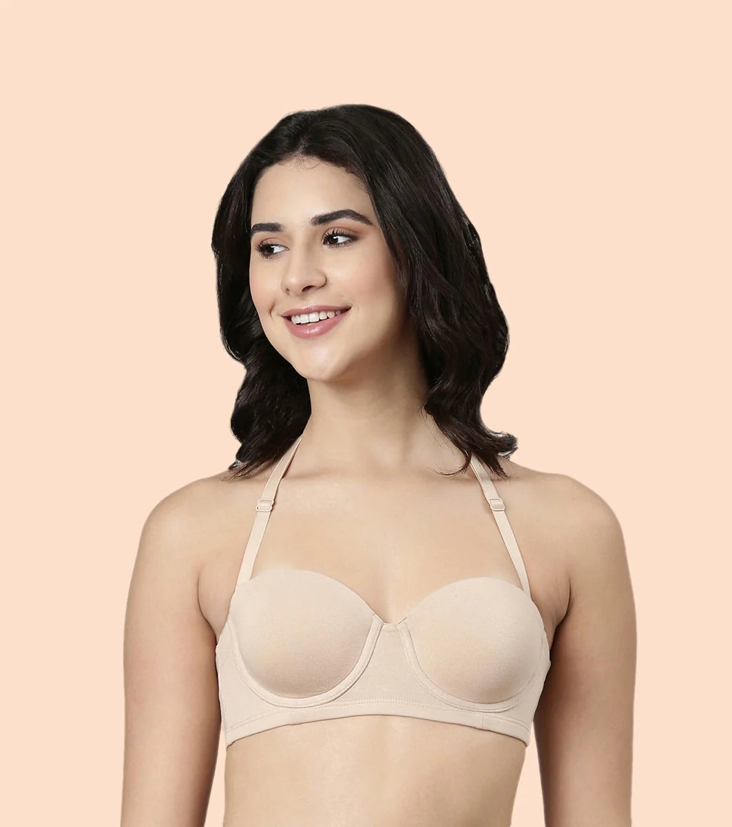 High Coverage Cotton Strapless Bra For No Spill Coverage