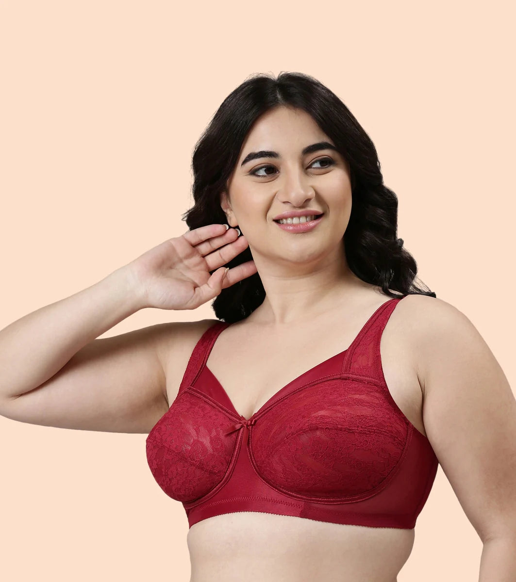 Full Support Classic Lace Lift Bra For Women - Non-Padded, Non-Wired, High Coverage Bra