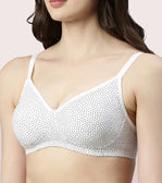 Side Support Shaper Stretch Cotton  Bra For Women- High Coverage, Non Padded And Wirefree - Ditsy Dots Print