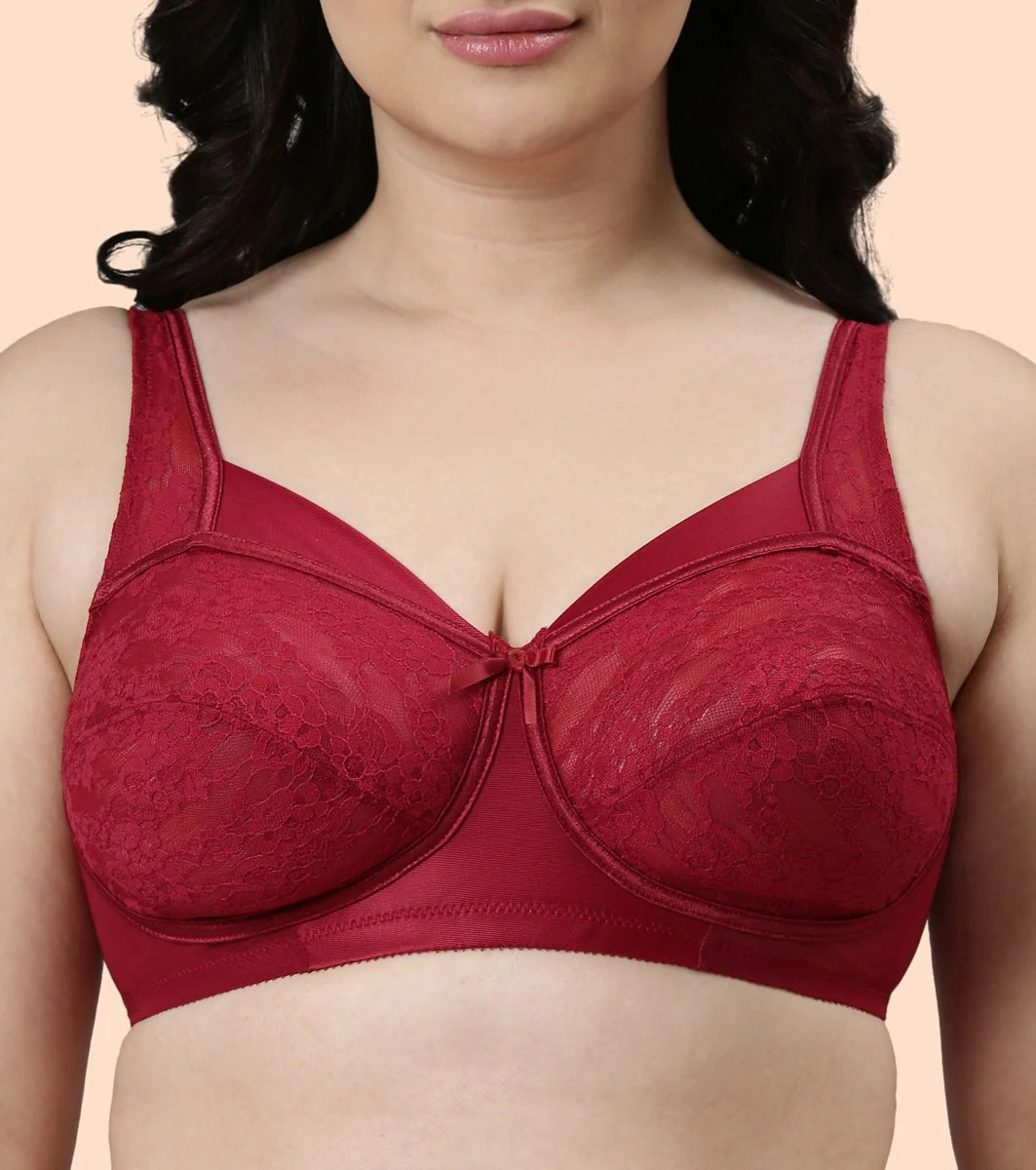 Full Support Classic Lace Lift Bra For Women - Non-Padded, Non-Wired, High Coverage Bra