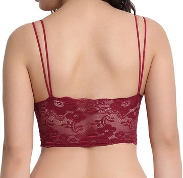 Red Net Lightly Padded Non-Wired Bralette Bra