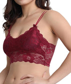 Women's Silky Net Lightly Padded Non-Wired Bralette Bra (lit-140)