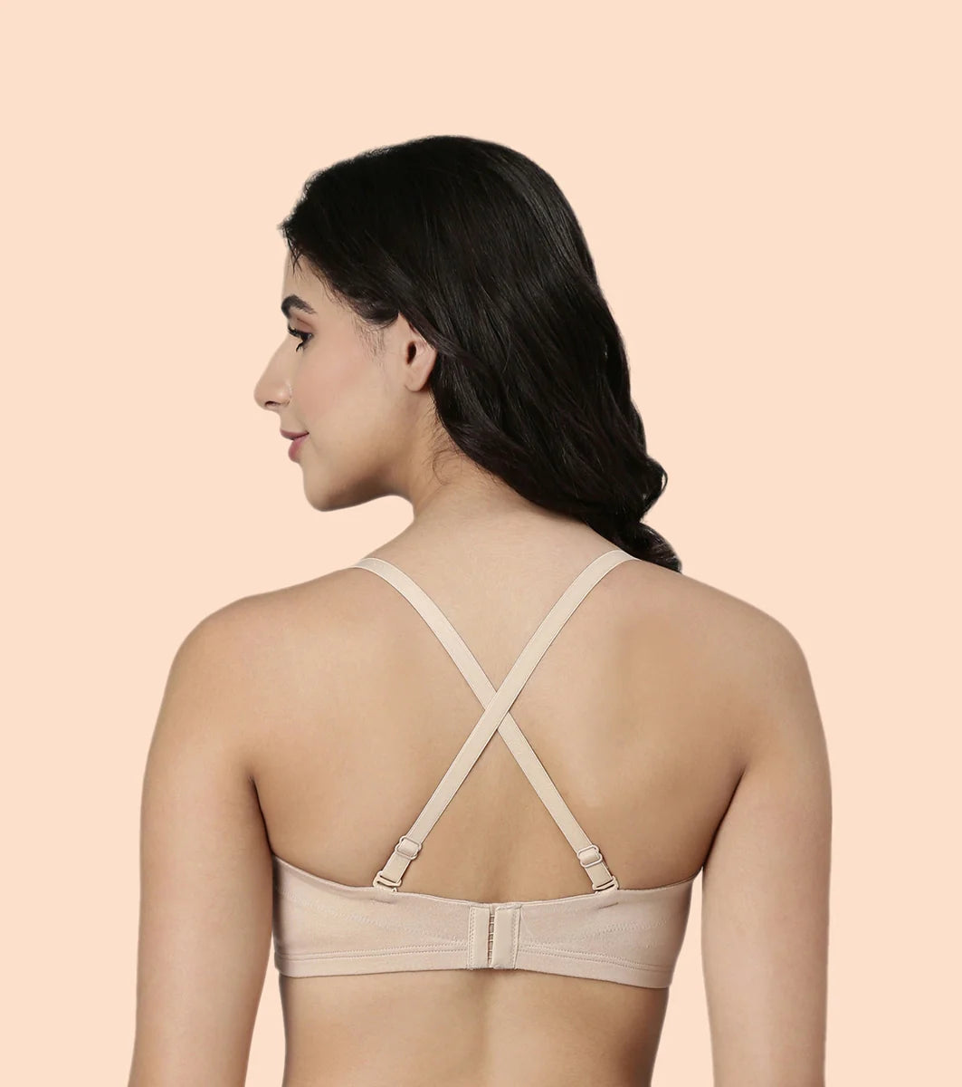 High Coverage Cotton Strapless Bra For No Spill Coverage