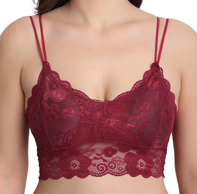 Women's Silky Net Lightly Padded Non-Wired Bralette Bra (lit-140)