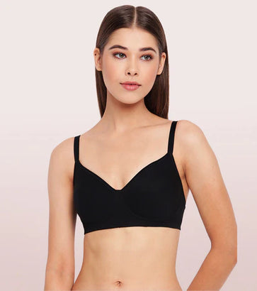 Litmee Fab-Cool Side Support Shaper Stretch Cotton  Bra For Women- High Coverage, Non Padded And Wirefree - Black