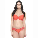 Balconette Wired Half Cup Everyday Wear Smooth Finish Fashion Bra - Orange