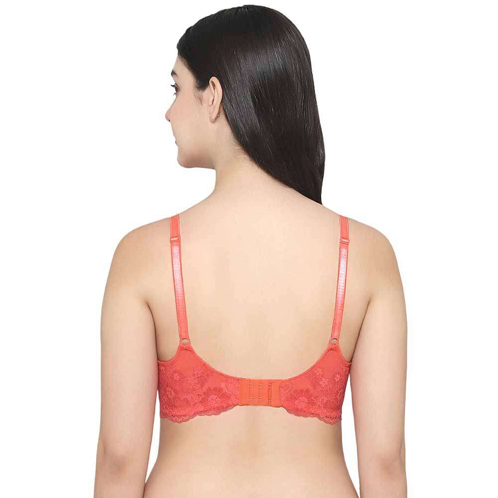 Balconette Wired Half Cup Everyday Wear Smooth Finish Fashion Bra - Orange