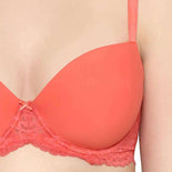 Balconette Wired Half Cup Everyday Wear Smooth Finish Fashion Bra - Orange